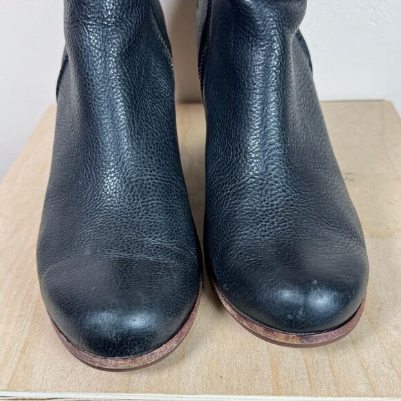 Kork Ease Women’s Black Leather Chandra Wedge Ankle Booties Stacked Heel 9.5M - Picture 6 of 11